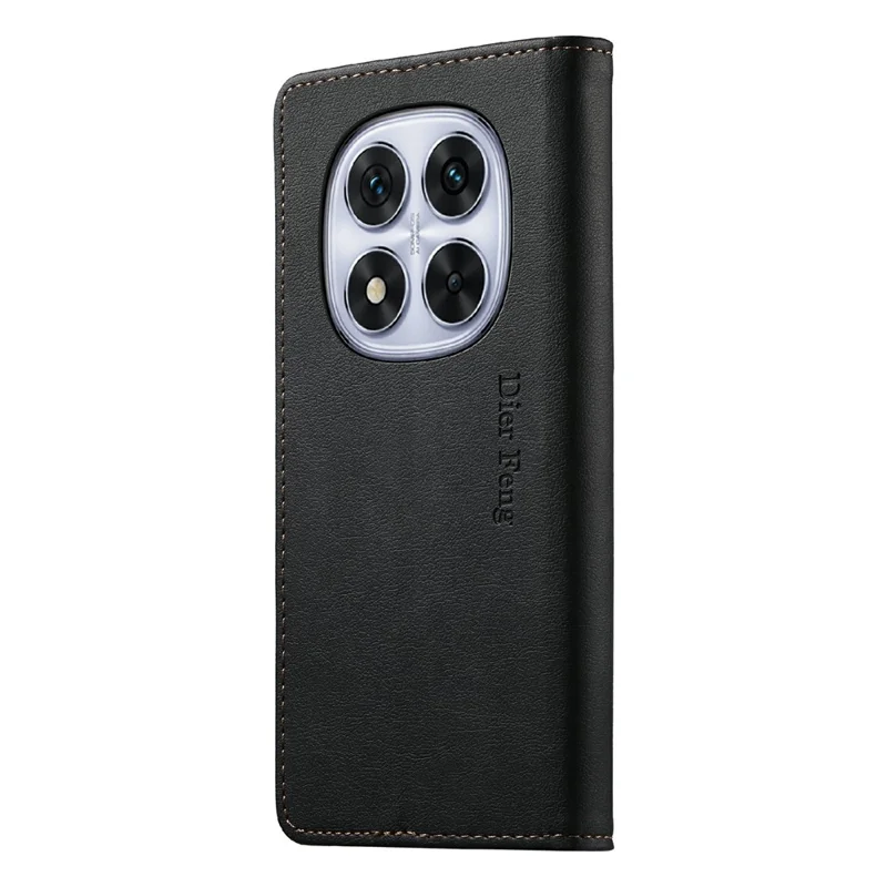 DIERFENG DF-019 Leather Wallet Case for Xiaomi Redmi Note 14 Pro 5G  /  Poco X7 5G Card Slots RFID Blocking Magnetic Flip Cover - Black