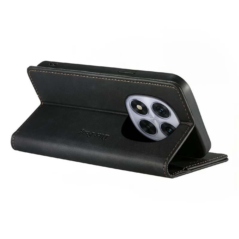 DIERFENG DF-019 Leather Wallet Case for Xiaomi Redmi Note 14 Pro 5G  /  Poco X7 5G Card Slots RFID Blocking Magnetic Flip Cover - Black