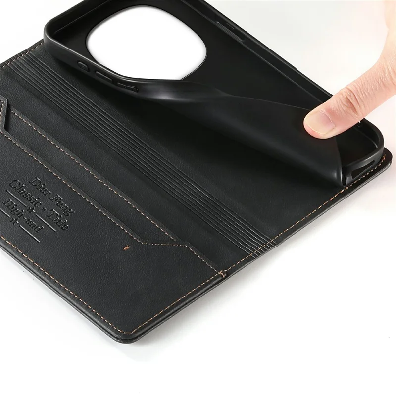 DIERFENG DF-019 Leather Wallet Case for Xiaomi Redmi Note 14 Pro 5G  /  Poco X7 5G Card Slots RFID Blocking Magnetic Flip Cover - Black
