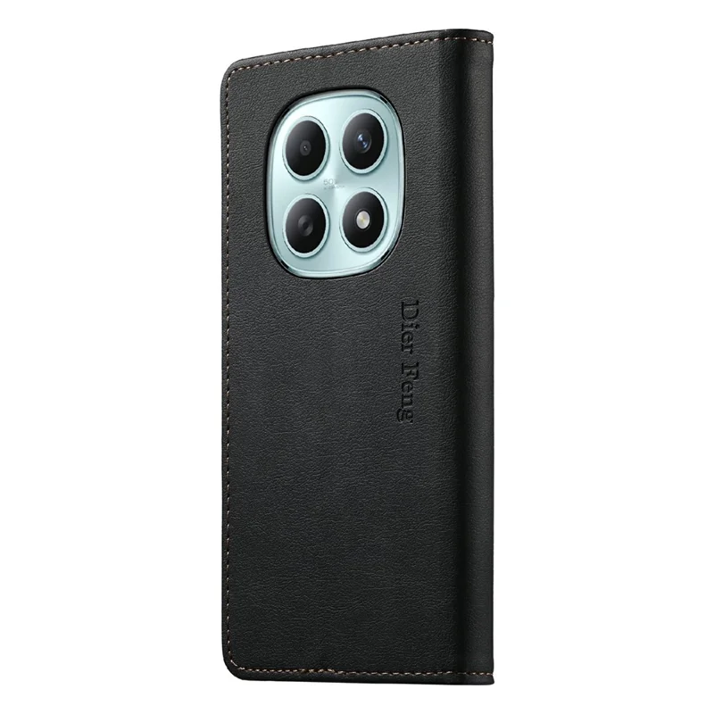 DIERFENG DF-019 Leather Wallet Case for Xiaomi Redmi Note 15 5G (Global)  /  Poco M8 5G Card Slots RFID Blocking Magnetic Flip Cover - Black