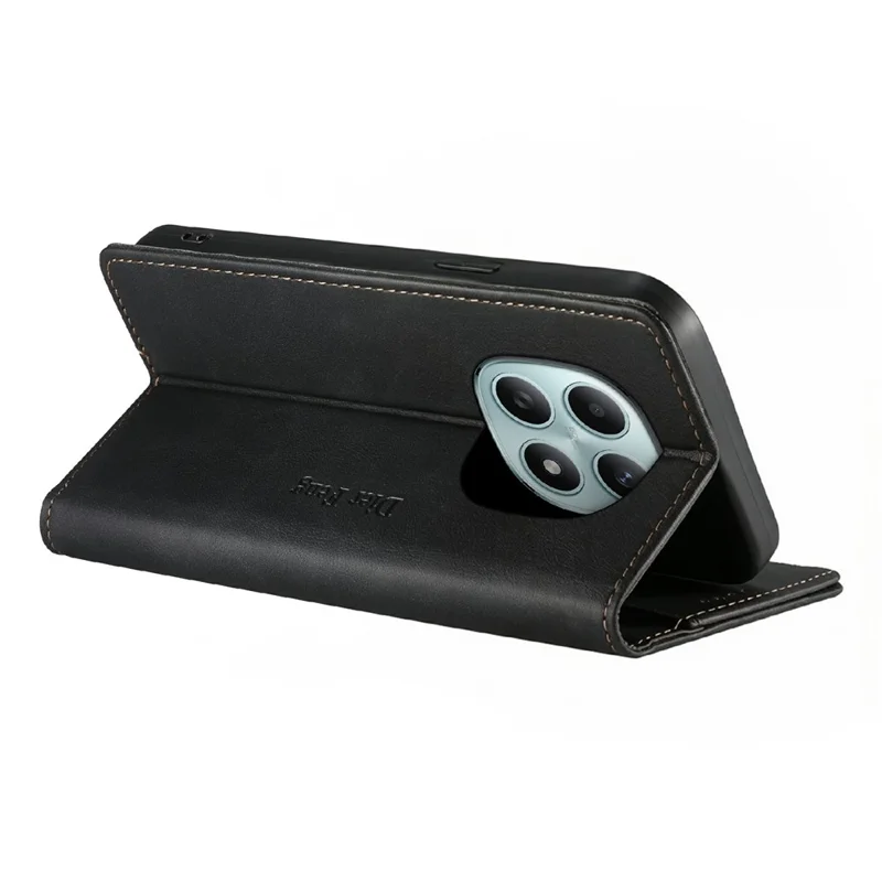 DIERFENG DF-019 Leather Wallet Case for Xiaomi Redmi Note 15 5G (Global)  /  Poco M8 5G Card Slots RFID Blocking Magnetic Flip Cover - Black