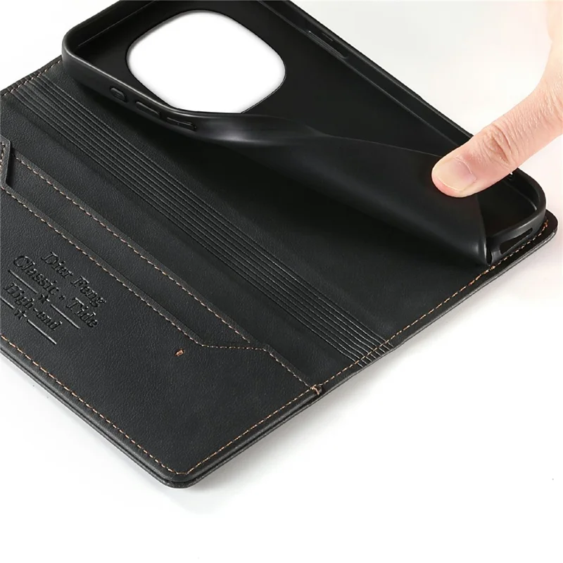 DIERFENG DF-019 Leather Wallet Case for Xiaomi Redmi Note 15 5G (Global)  /  Poco M8 5G Card Slots RFID Blocking Magnetic Flip Cover - Black