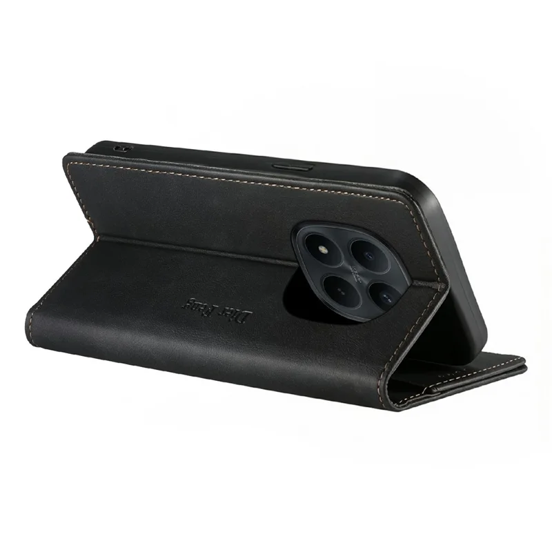 DIERFENG DF-019 for Xiaomi Redmi Note 15 Pro 5G (Global) Leather Wallet Case Card Slots RFID Blocking Magnetic Flip Cover - Black