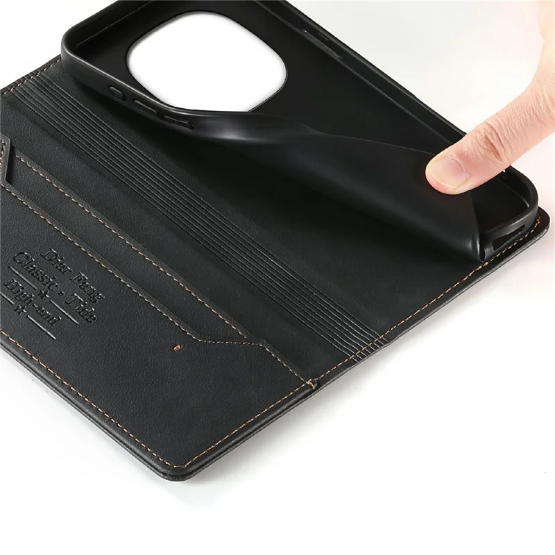 DIERFENG DF-019 for Xiaomi Redmi Note 15 Pro 5G (Global) Leather Wallet Case Card Slots RFID Blocking Magnetic Flip Cover - Black