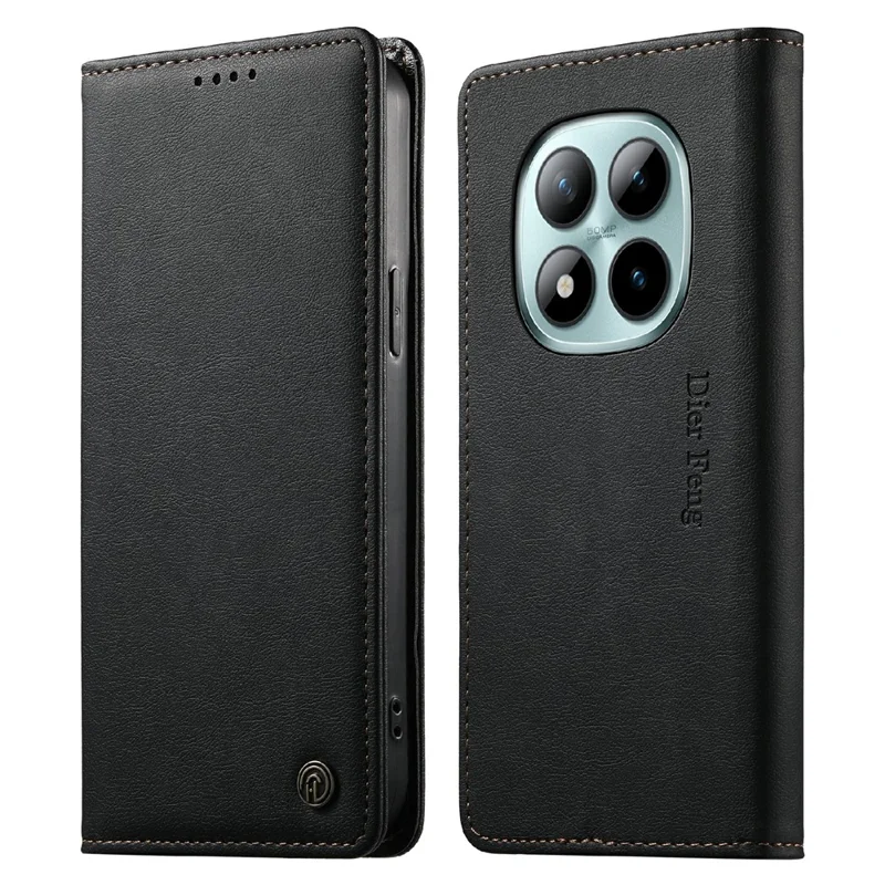 DIERFENG DF-019 for Xiaomi Poco M8 Pro 5G  /  Redmi Note 15 Pro+ 5G (Global) Leather Wallet Case Card Slots RFID Blocking Magnetic Flip Cover - Black