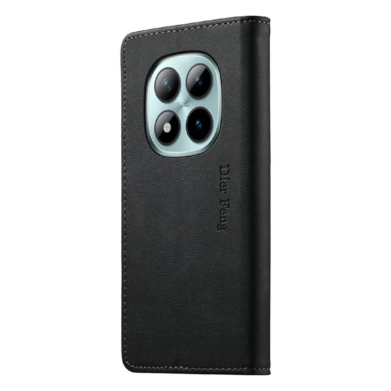 DIERFENG DF-019 for Xiaomi Poco M8 Pro 5G  /  Redmi Note 15 Pro+ 5G (Global) Leather Wallet Case Card Slots RFID Blocking Magnetic Flip Cover - Black