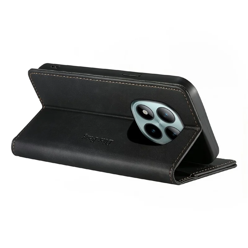 DIERFENG DF-019 for Xiaomi Poco M8 Pro 5G  /  Redmi Note 15 Pro+ 5G (Global) Leather Wallet Case Card Slots RFID Blocking Magnetic Flip Cover - Black