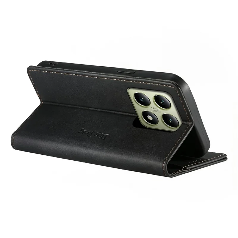 DIERFENG DF-019 for Xiaomi 14T Leather Wallet Case Card Slots RFID Blocking Magnetic Flip Cover - Black