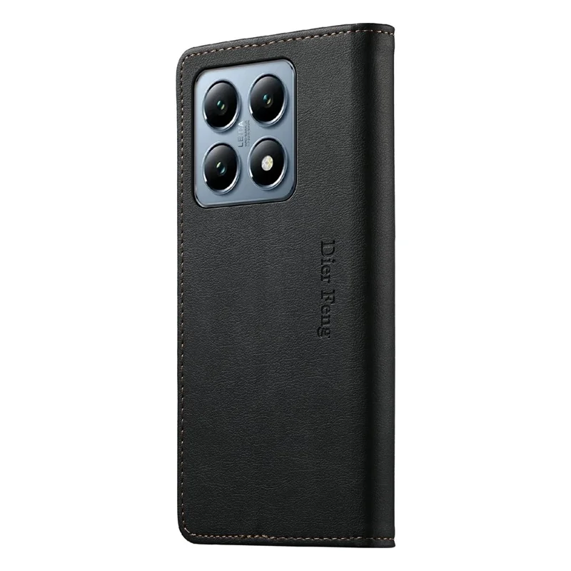 DIERFENG DF-019 for Xiaomi 14T Pro Leather Wallet Case Card Slots RFID Blocking Magnetic Flip Cover - Black