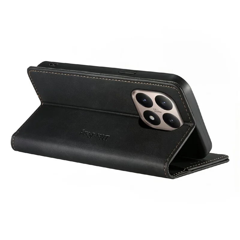 DIERFENG DF-019 for Xiaomi 15T Leather Wallet Case Card Slots RFID Blocking Magnetic Flip Cover - Black