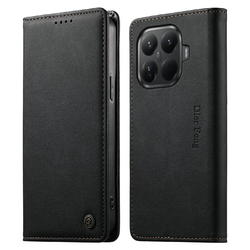 DIERFENG DF-019 for Xiaomi 15T Pro Leather Wallet Case Card Slots RFID Blocking Magnetic Flip Cover - Black