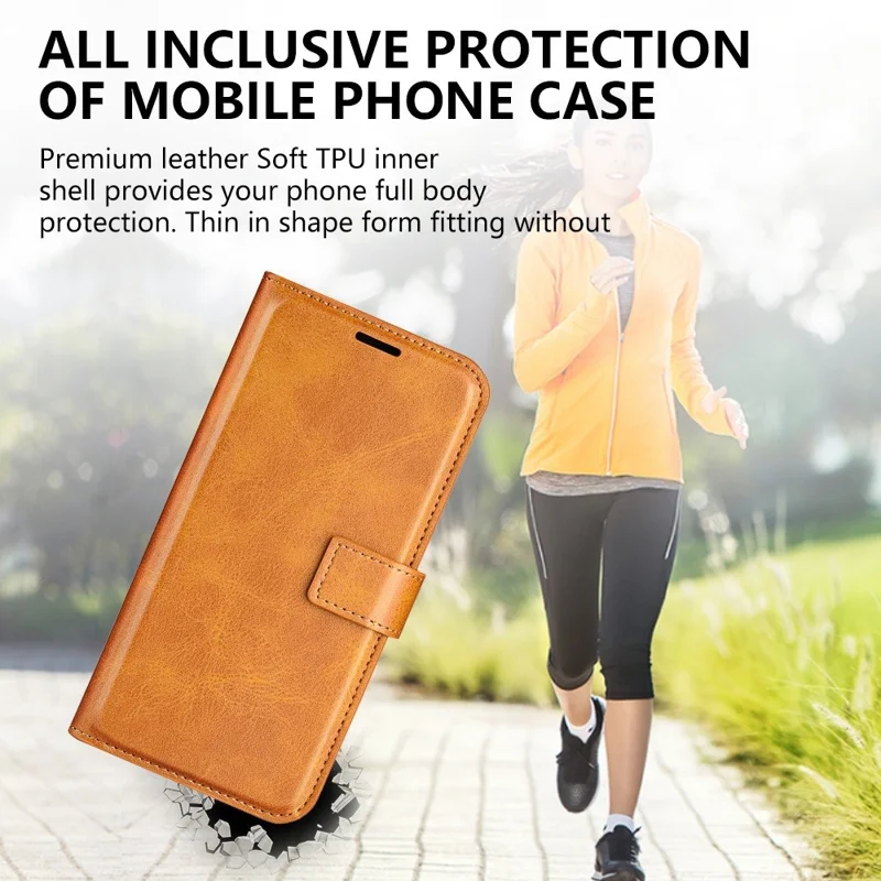 لـ Oppo A17 4G / A17k 4G غطاء واقي من الغبار بملمس جلد العجل مع حامل ومحفظة ومشبك مغناطيسي مربع، غطاء جلد PU قلاب - أصفر