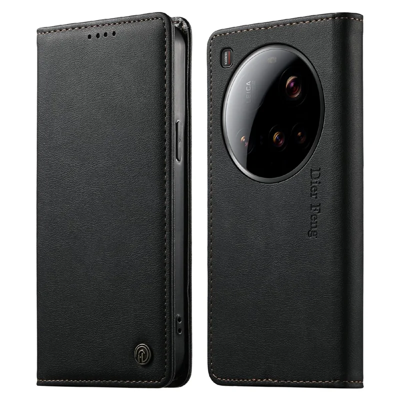 DIERFENG DF-019 for Xiaomi 15 Ultra Leather Wallet Case Card Slots RFID Blocking Magnetic Flip Cover - Black