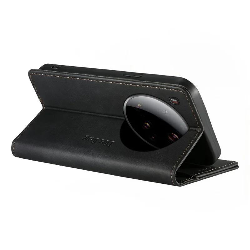 DIERFENG DF-019 for Xiaomi 15 Ultra Leather Wallet Case Card Slots RFID Blocking Magnetic Flip Cover - Black
