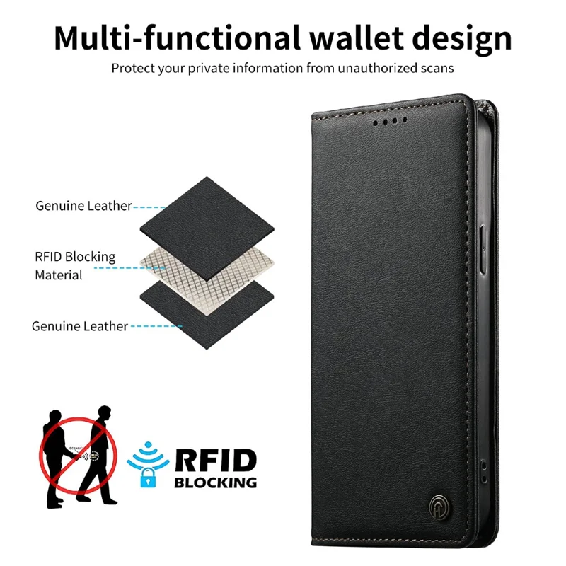 DIERFENG DF-019 for Xiaomi 15 Ultra Leather Wallet Case Card Slots RFID Blocking Magnetic Flip Cover - Black