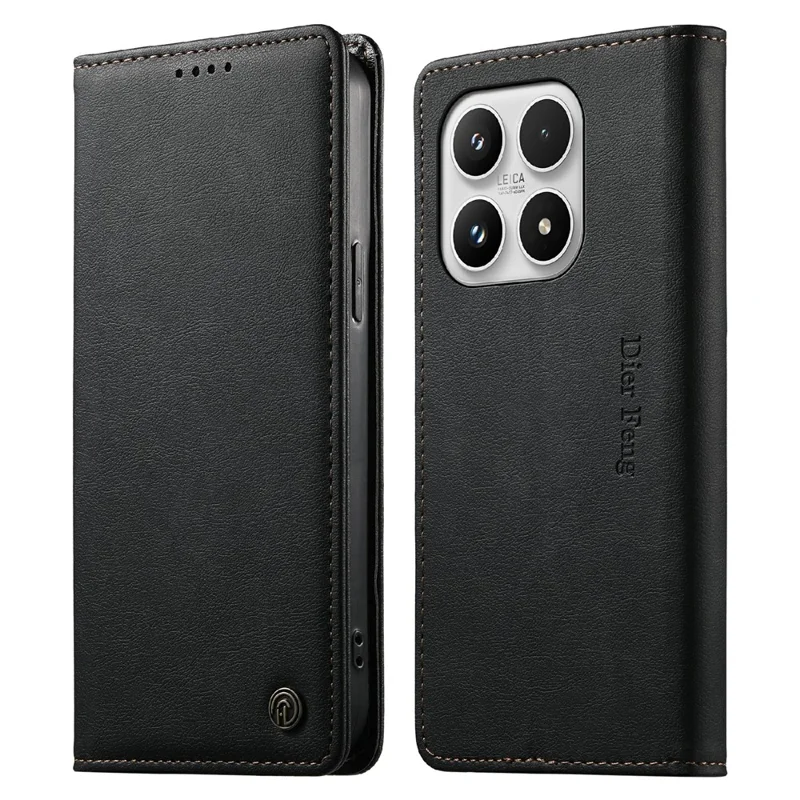 DIERFENG DF-019 for Xiaomi 17 Leather Wallet Case Card Slots RFID Blocking Magnetic Flip Cover - Black