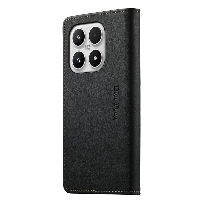 DIERFENG DF-019 for Xiaomi 17 Leather Wallet Case Card Slots RFID Blocking Magnetic Flip Cover - Black
