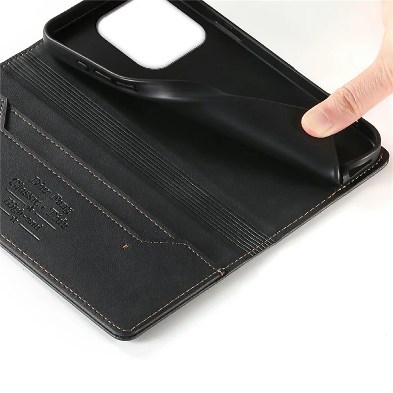 DIERFENG DF-019 for Xiaomi 17 Leather Wallet Case Card Slots RFID Blocking Magnetic Flip Cover - Black