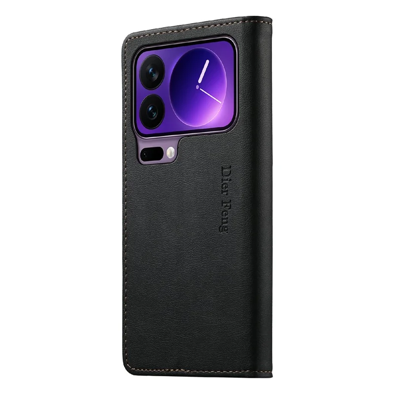 DIERFENG DF-019 for Xiaomi 17 Pro Leather Wallet Case Card Slots RFID Blocking Magnetic Flip Cover - Black