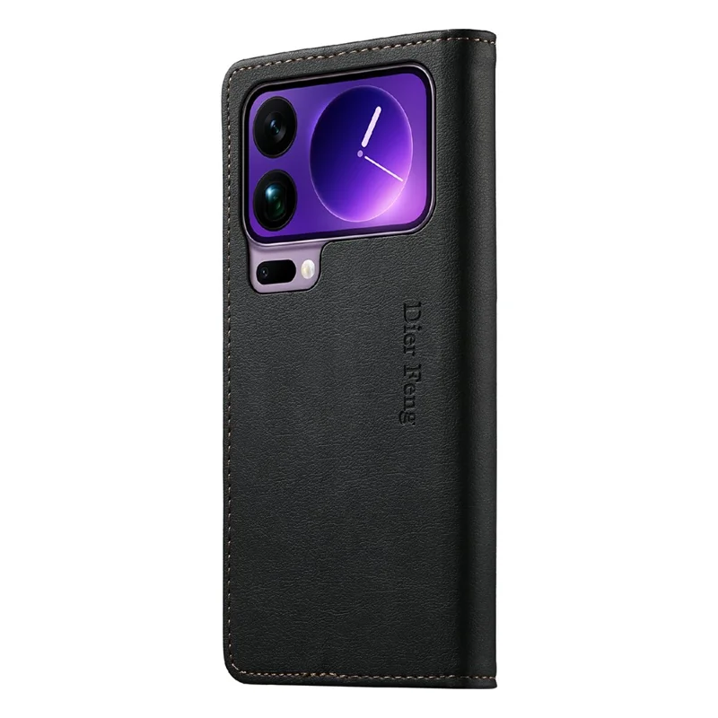 DIERFENG DF-019 for Xiaomi 17 Pro Max Leather Wallet Case Card Slots RFID Blocking Magnetic Flip Cover - Black