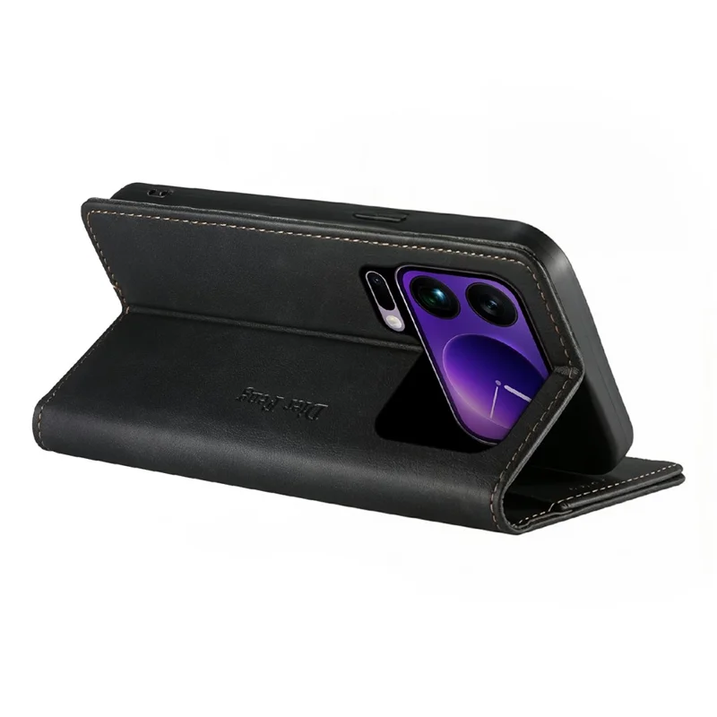 DIERFENG DF-019 for Xiaomi 17 Pro Max Leather Wallet Case Card Slots RFID Blocking Magnetic Flip Cover - Black