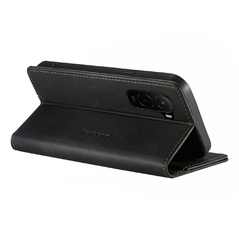 DIERFENG DF-019 for Xiaomi Poco M7 4G (EU) (171mm) Leather Wallet Case Card Slots RFID Blocking Magnetic Flip Cover - Black