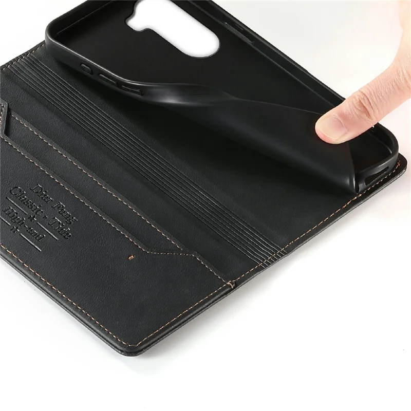 DIERFENG DF-019 for Xiaomi Poco M7 4G (EU) (171mm) Leather Wallet Case Card Slots RFID Blocking Magnetic Flip Cover - Black