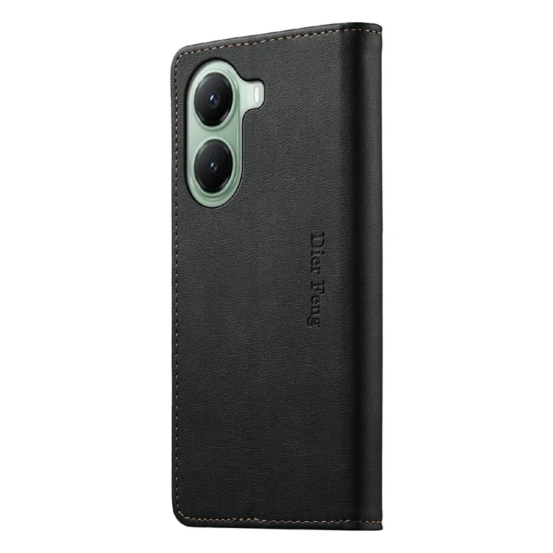DIERFENG DF-019 Leather Wallet Case for Xiaomi Poco X7 Pro 5G  /  Redmi Turbo 4 5G Card Slots RFID Blocking Magnetic Flip Cover - Black