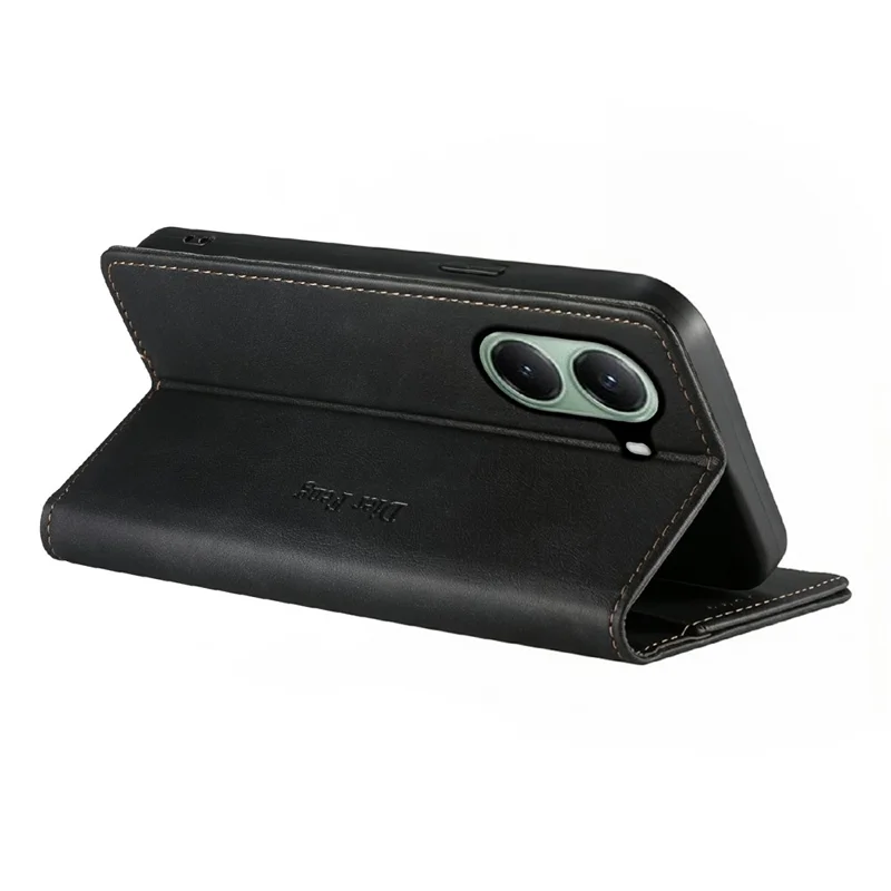 DIERFENG DF-019 Leather Wallet Case for Xiaomi Poco X7 Pro 5G  /  Redmi Turbo 4 5G Card Slots RFID Blocking Magnetic Flip Cover - Black