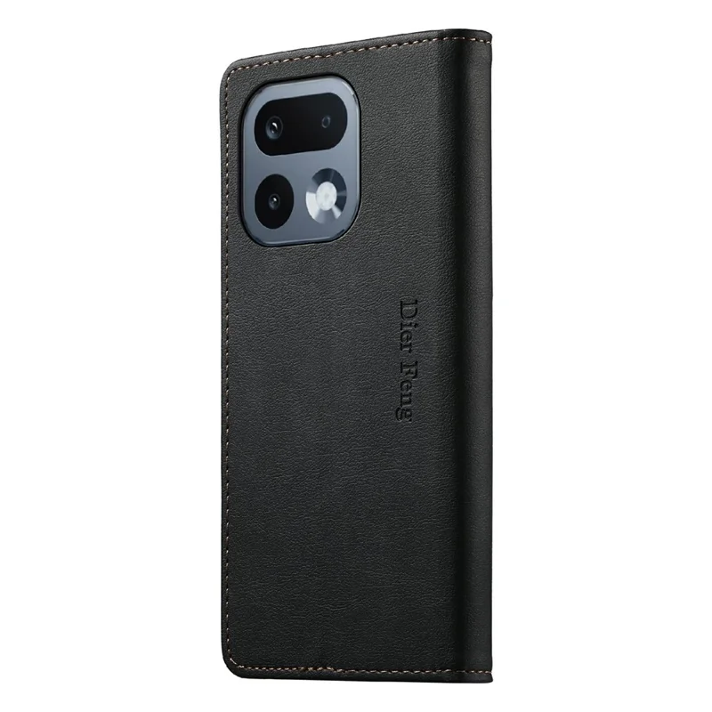 DIERFENG DF-019 for Realme 16 Pro 5G Leather Wallet Case Card Slots RFID Blocking Magnetic Flip Cover - Black