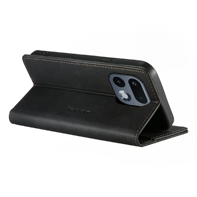 DIERFENG DF-019 for Realme 16 Pro 5G Leather Wallet Case Card Slots RFID Blocking Magnetic Flip Cover - Black