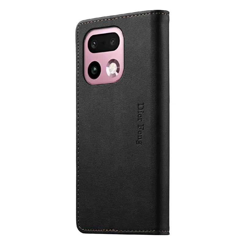 DIERFENG DF-019 for Realme 16 Pro+ 5G Leather Wallet Case Card Slots RFID Blocking Magnetic Flip Cover - Black