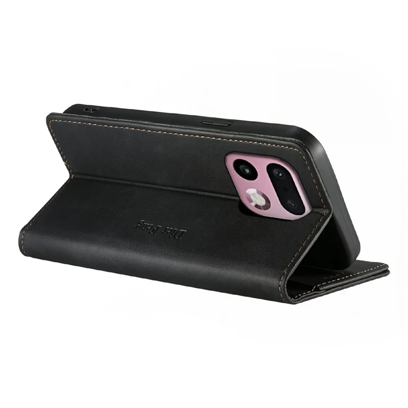 DIERFENG DF-019 for Realme 16 Pro+ 5G Leather Wallet Case Card Slots RFID Blocking Magnetic Flip Cover - Black