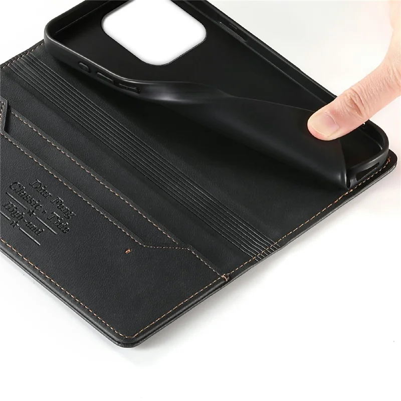 DIERFENG DF-019 for Realme 16 Pro+ 5G Leather Wallet Case Card Slots RFID Blocking Magnetic Flip Cover - Black