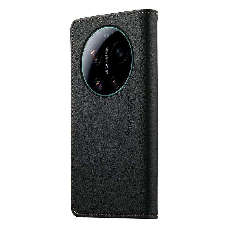 DIERFENG DF-019 for Xiaomi 17 Ultra 5G Leather Wallet Case Card Slots RFID Blocking Magnetic Flip Cover - Black