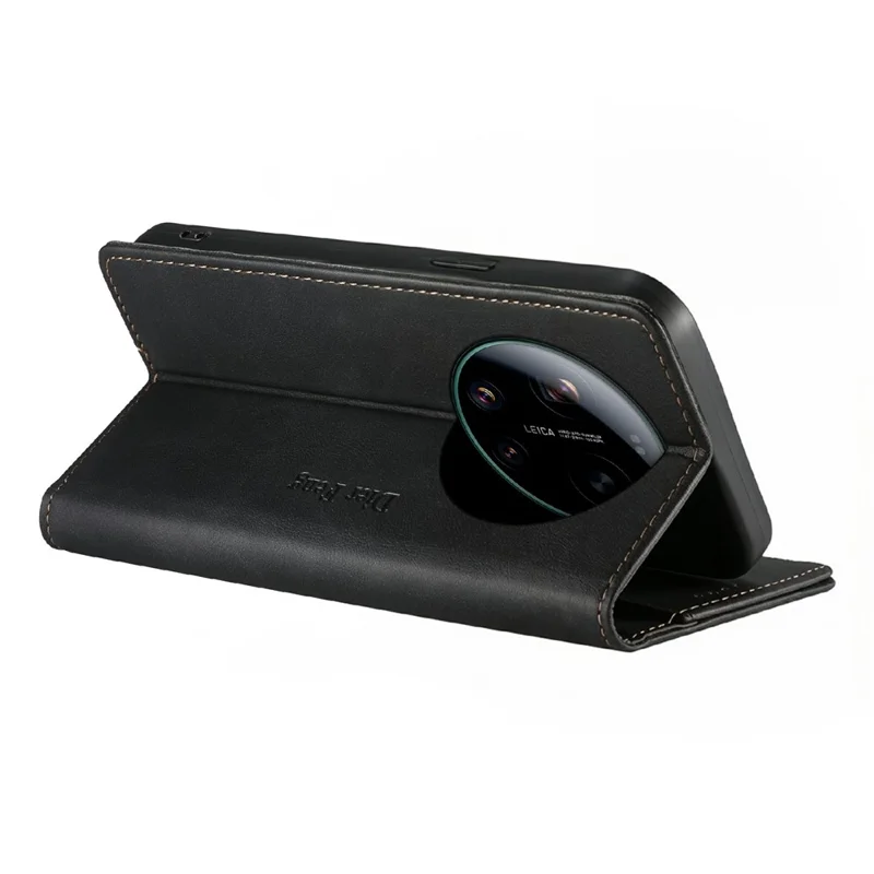 DIERFENG DF-019 for Xiaomi 17 Ultra 5G Leather Wallet Case Card Slots RFID Blocking Magnetic Flip Cover - Black