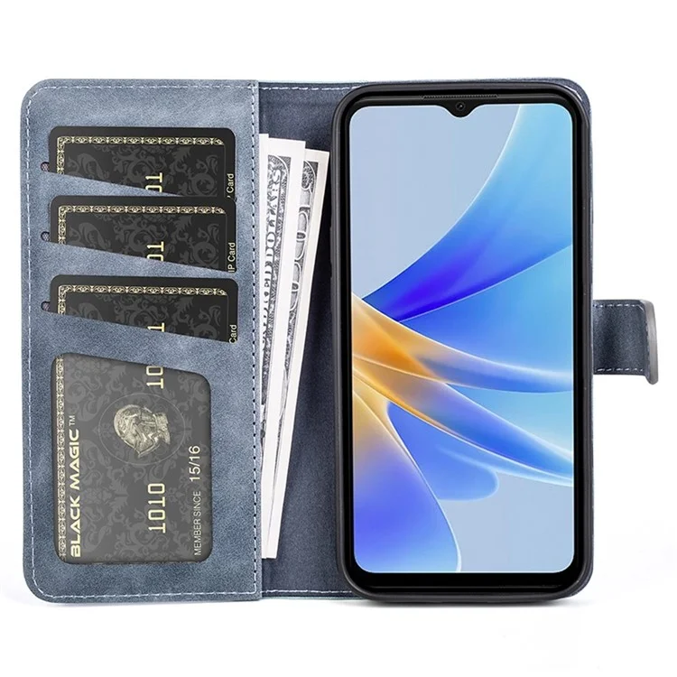 Чехол для телефона Oppo A17 4G / A17k 4G, двухцветный, со сплошной магнитной застежкой, противоударный, из искусственной кожи - синий