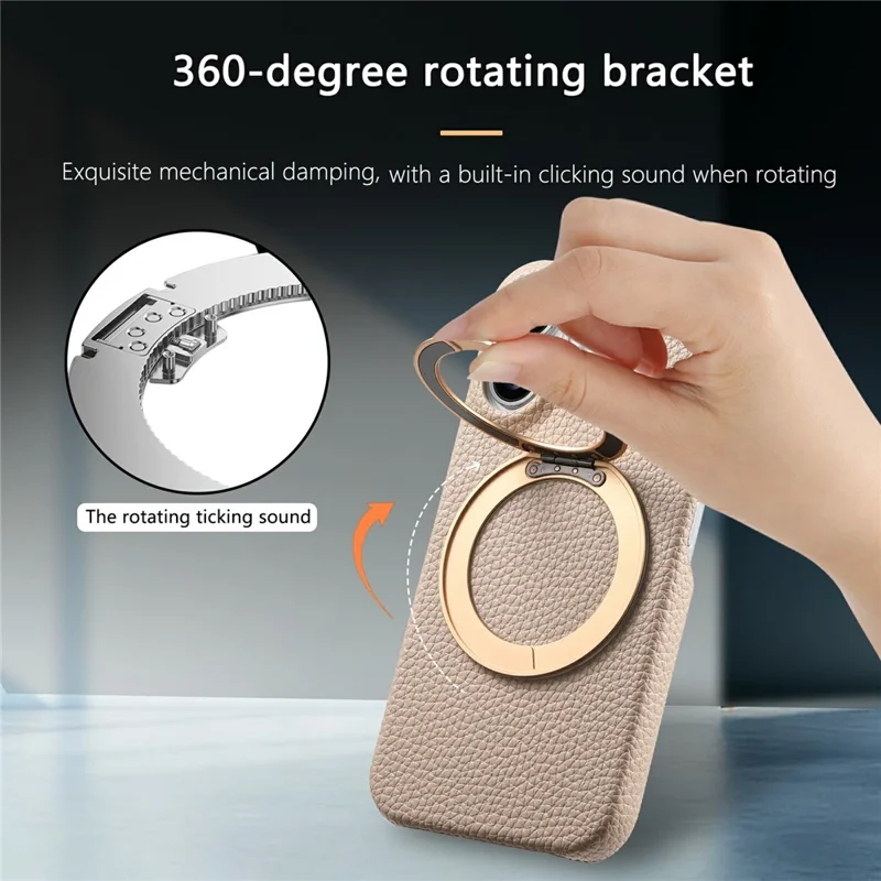 For Samsung Galaxy A36 5G Magnetic Case PC PU Phone Cover with 360 Rotating Ring Kickstand - Khaki