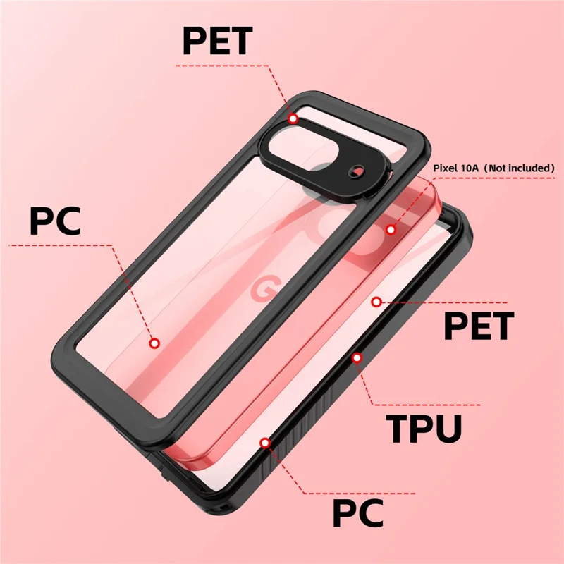 Водонепроницаемый чехол REDPEPPER серии FS для Google Pixel 10a, защита IP68, ударопрочный чехол — черный