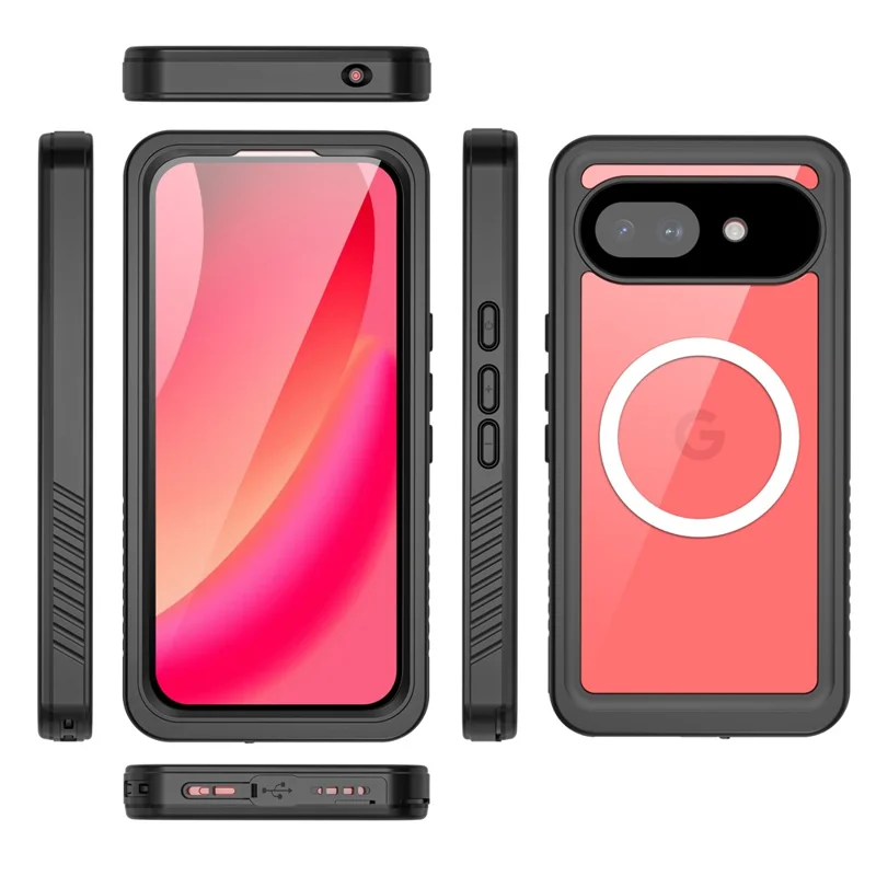 REDPEPPER FS Series For Google Pixel 10a IPX8 Waterproof Case PC TPU PET Clear Magnetic Phone Cover - Black