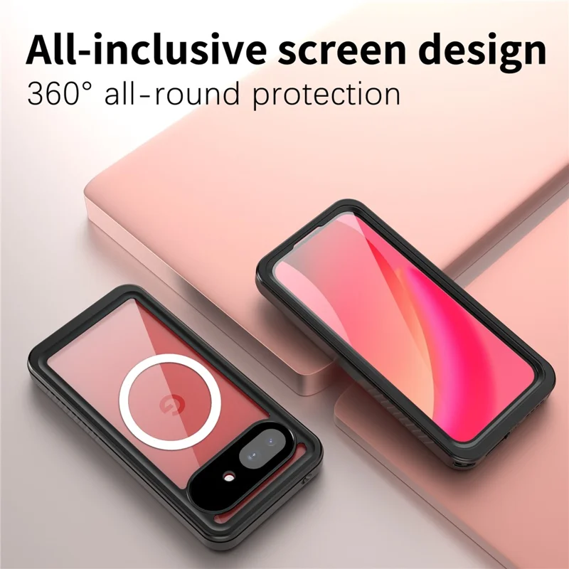 REDPEPPER FS Series For Google Pixel 10a IPX8 Waterproof Case PC TPU PET Clear Magnetic Phone Cover - Black