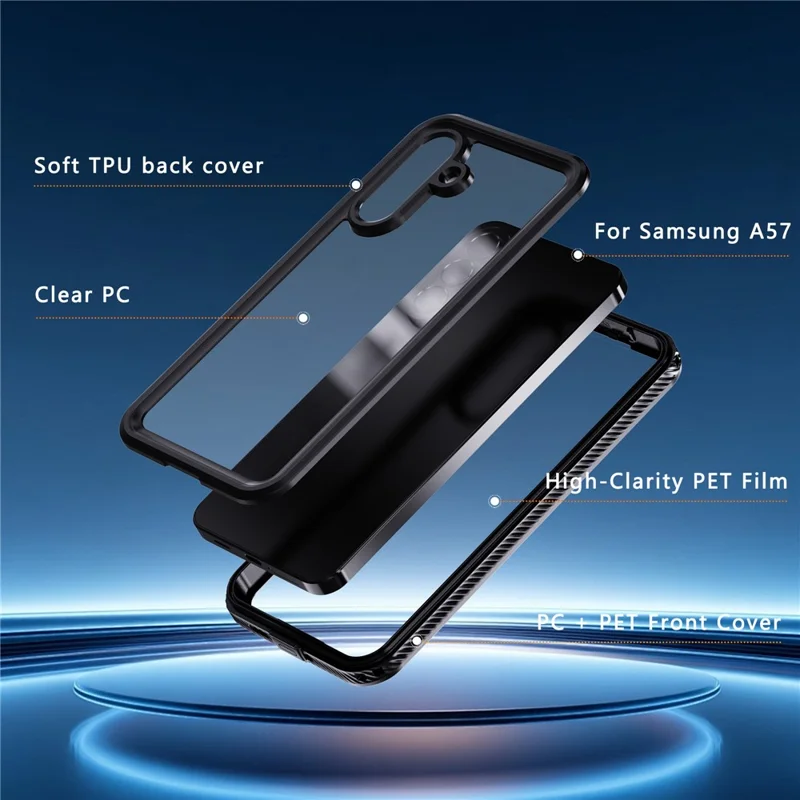 REDPEPPER For Samsung Galaxy A57 5G Case IP68 Waterproof PC + TPU Phone Cover - Black