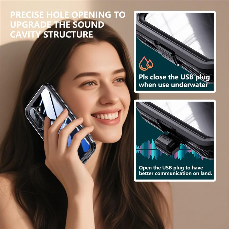 REDPEPPER For Samsung Galaxy A57 5G Case IP68 Waterproof PC + TPU Phone Cover - Black