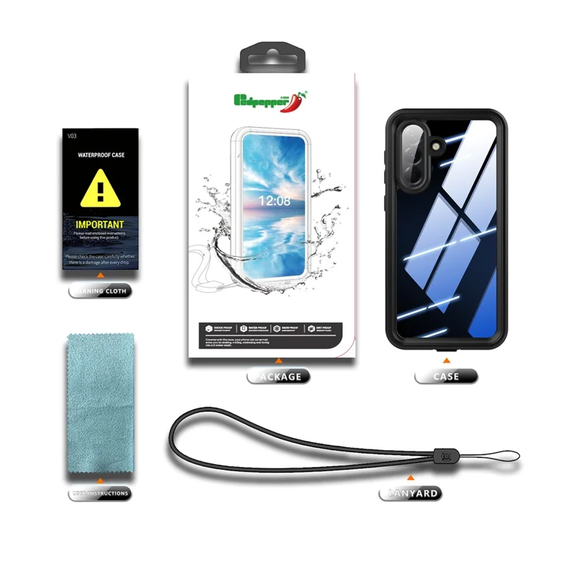 REDPEPPER For Samsung Galaxy A57 5G Case IP68 Waterproof PC + TPU Phone Cover - Black