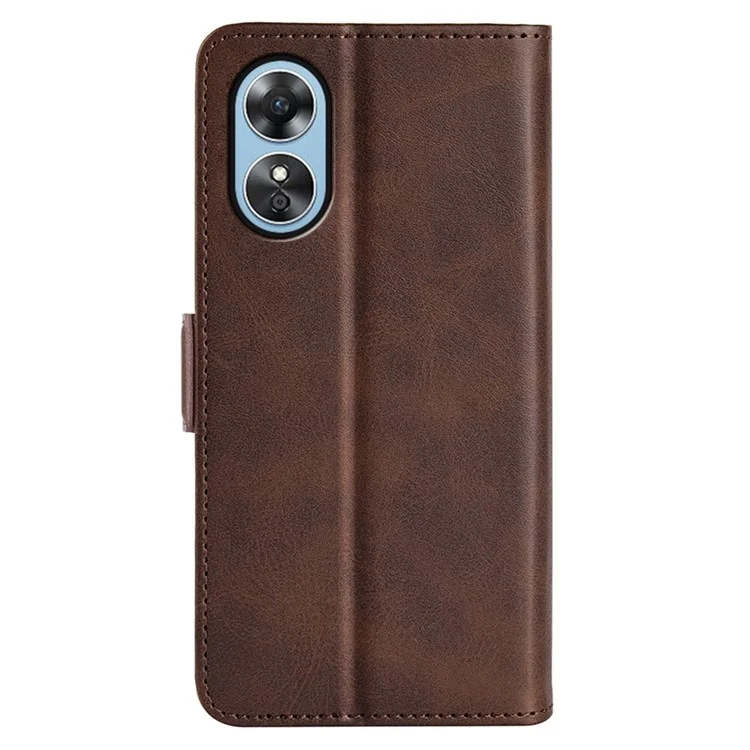 Für Oppo A17 4G PU Leder Dual Magneta Clasp Calf Texture Stand Hülle Wallet -drop -schutz Telefonabdeckung - Braun