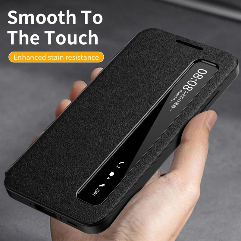 For Samsung Galaxy A57 5G Case Smart View Window Leather Phone Cover - Black