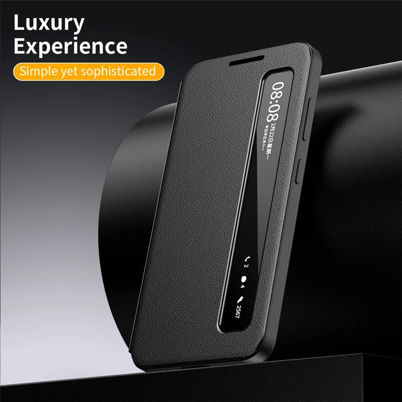 For Samsung Galaxy A57 5G Case Smart View Window Leather Phone Cover - Black