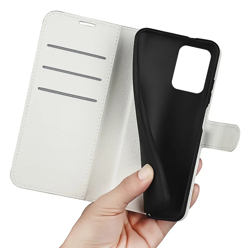 For Xiaomi Redmi Note 12 5G (Global) / (India) / (China) / Poco X5 5G Full Protection Case Flip Anti-scratch Litchi Texture PU Leather Stand Wallet Phone Cover - White