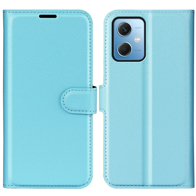 For Xiaomi Redmi Note 12 5G (Global) / (India) / (China) / Poco X5 5G Full Protection Case Flip Anti-scratch Litchi Texture PU Leather Stand Wallet Phone Cover - Blue