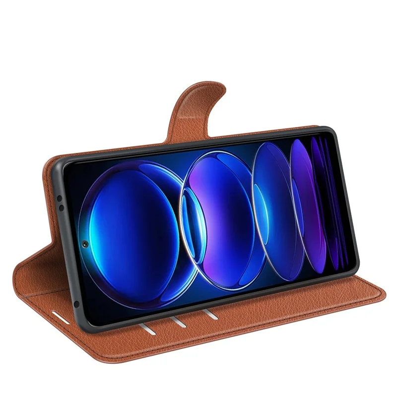 Per Xiaomi Redmi Note 12 5G (Global) / (India) / (Cina) / Poco X5 5G Full Protection Case Flip Anti-scratch Litchi Texture PU Leather Stand Wallet Phone Cover - Marrone